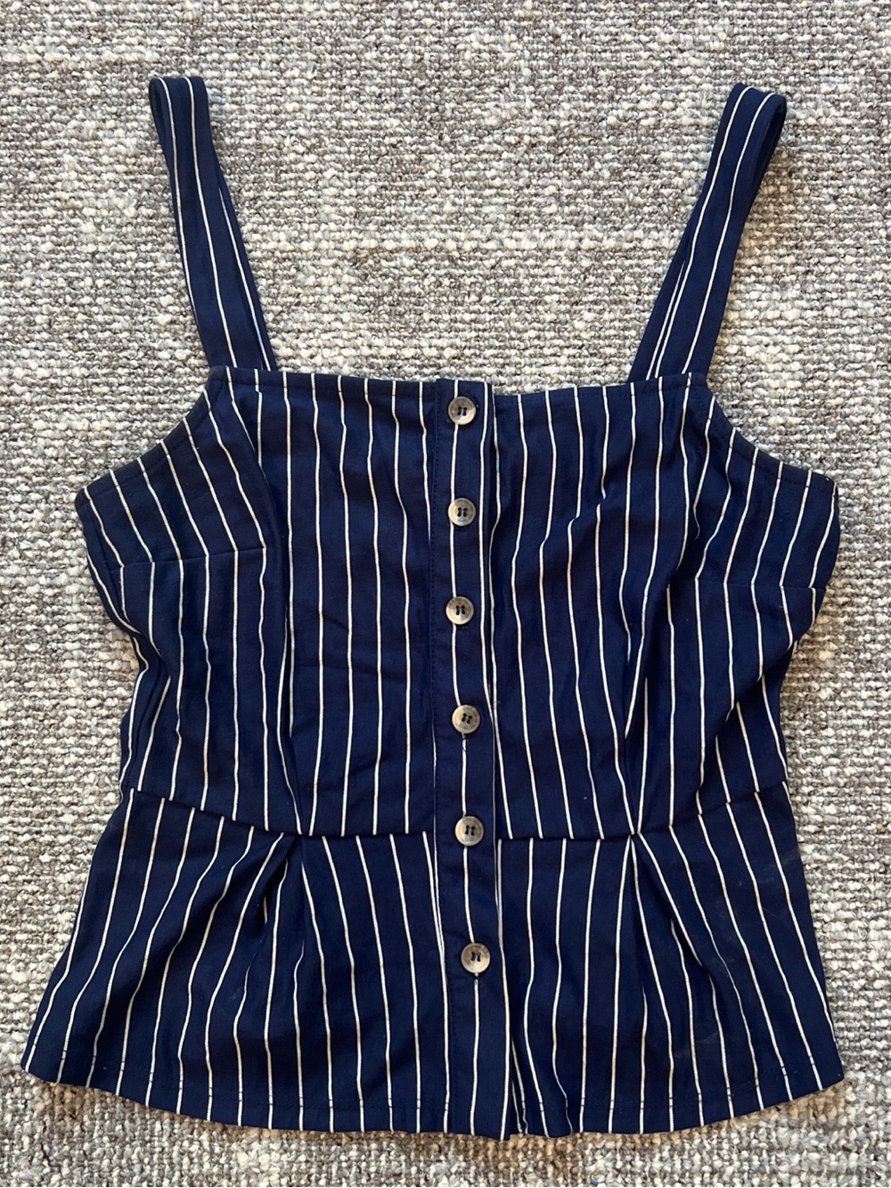 La Hearts Navy Tank Top with White Stitch Detail